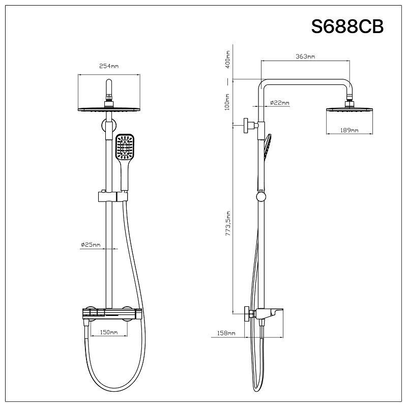 Bộ sen tắm cây nóng lạnh Caesar S688CB S688CB - 2