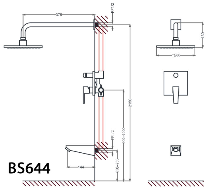 Sen tắm âm tường nóng lạnh Caesar BS644 BS644 - 2