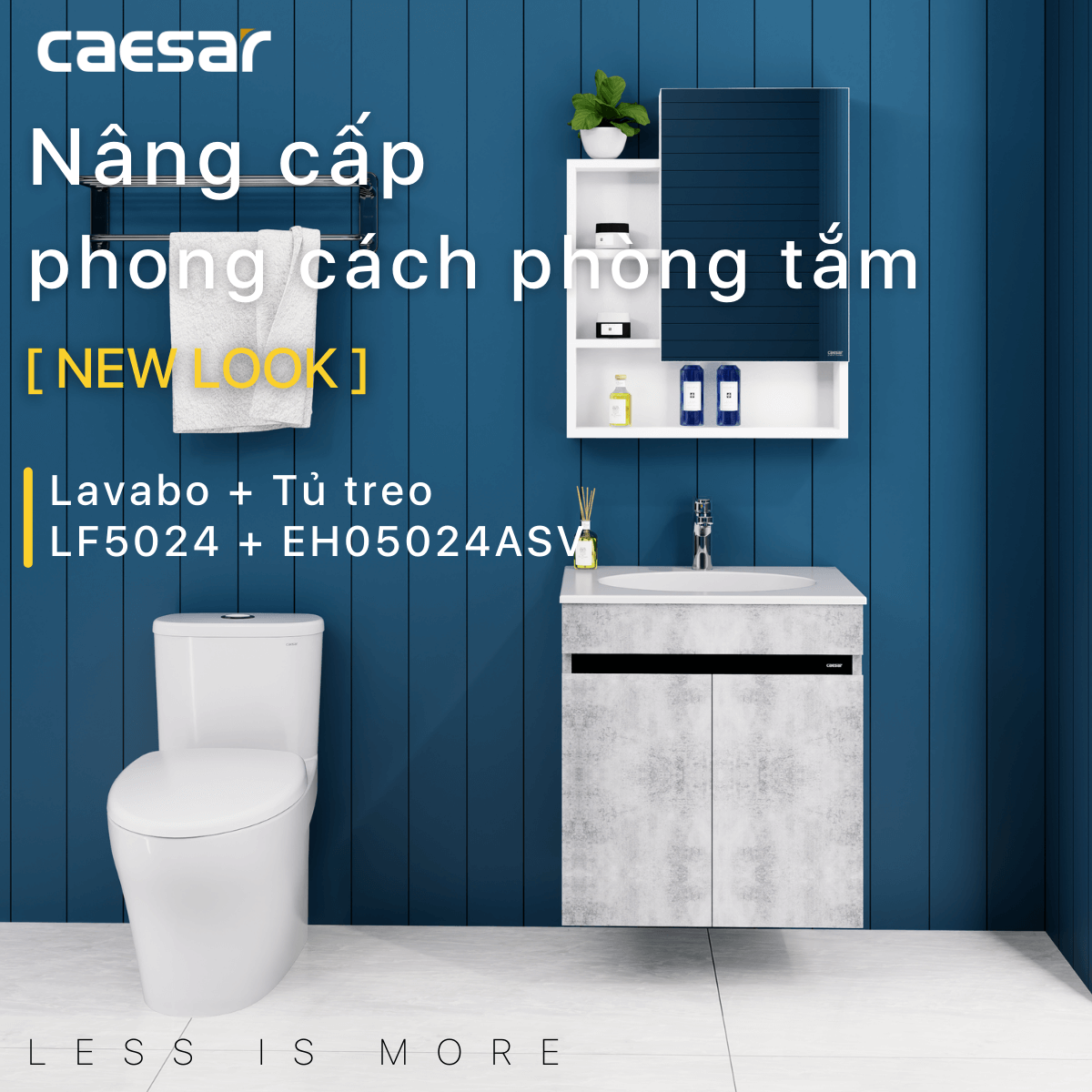 Bộ tủ chậu cabinet treo màu xám đậm Caesar LF5024+EH05024ASV LF5024+EH05024ASV - 2