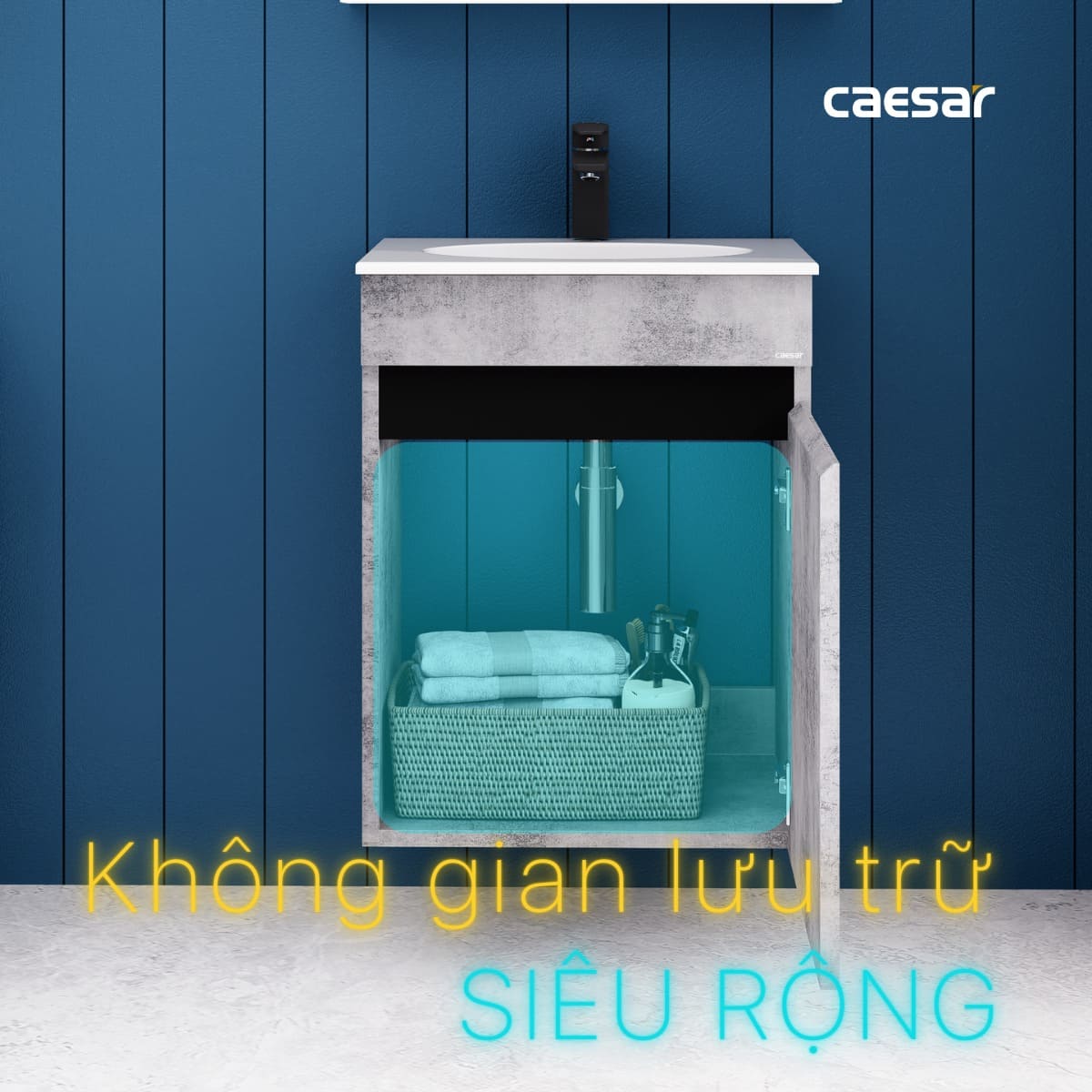Tủ chậu cabinet treo màu xám đậm Caesar L5022+EH05022ASV L5022+EH05022ASV - 5