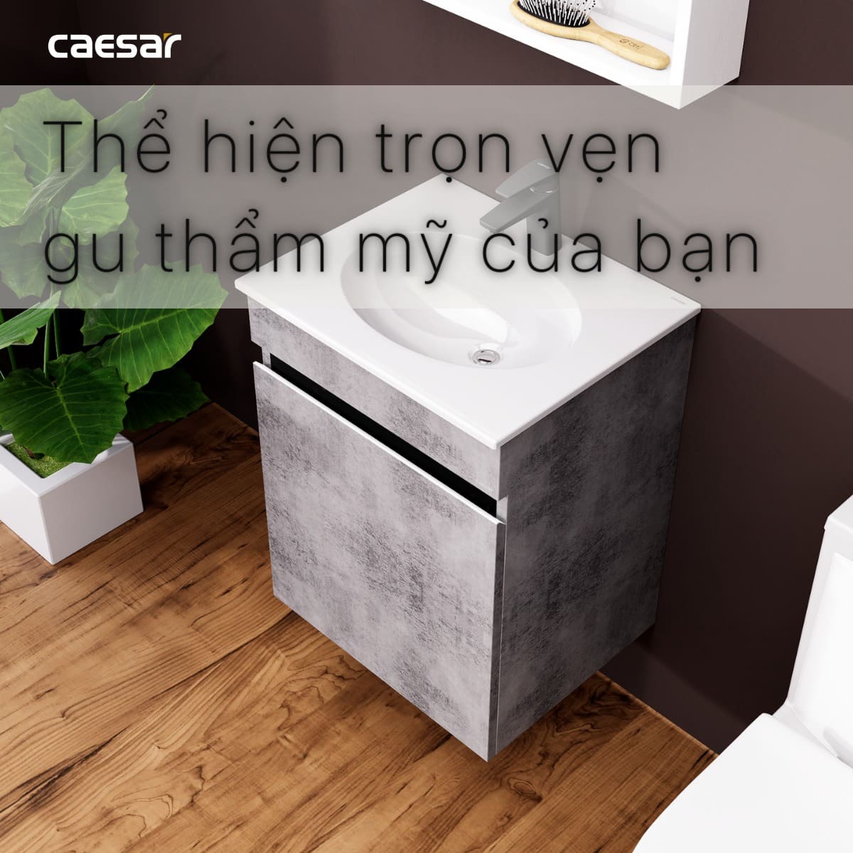 Tủ chậu cabinet treo màu xám đậm Caesar L5022+EH05022ASV L5022+EH05022ASV - 2