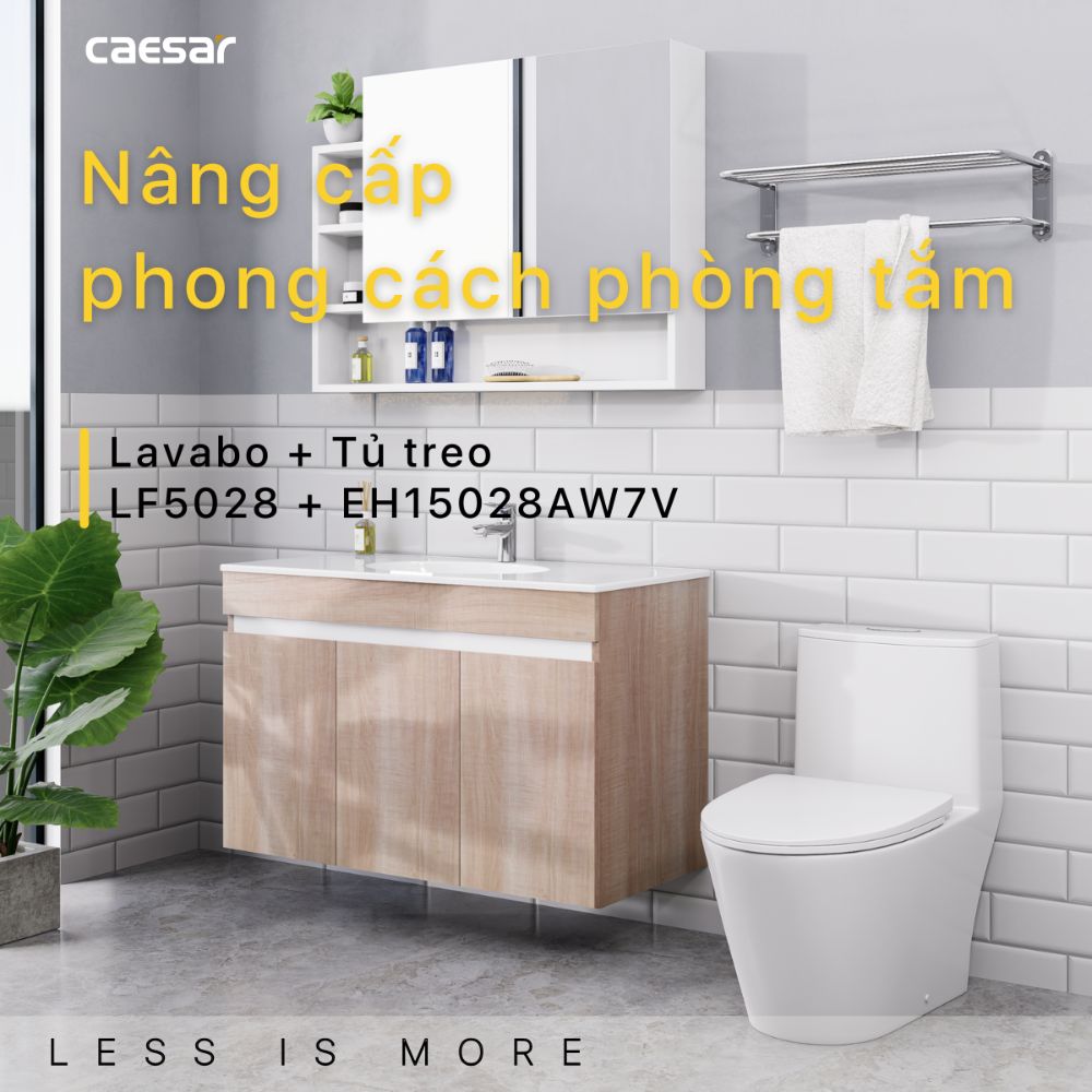 Bộ tủ chậu cabinet vân gỗ Caesar LF5028+EH15028AW7V LF5028+EH15028AW7V - 2