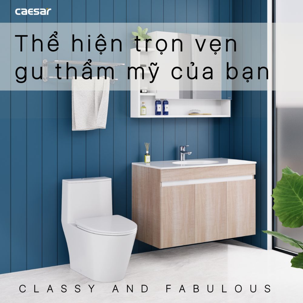 Bộ tủ chậu cabinet vân gỗ Caesar LF5028+EH15028AW7V LF5028+EH15028AW7V - 3