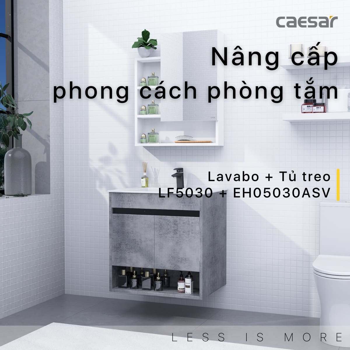 Tủ chậu cabinet treo màu xám đậm Caesar LF5030+EH05030ASV LF5030+EH05030ASV - 5