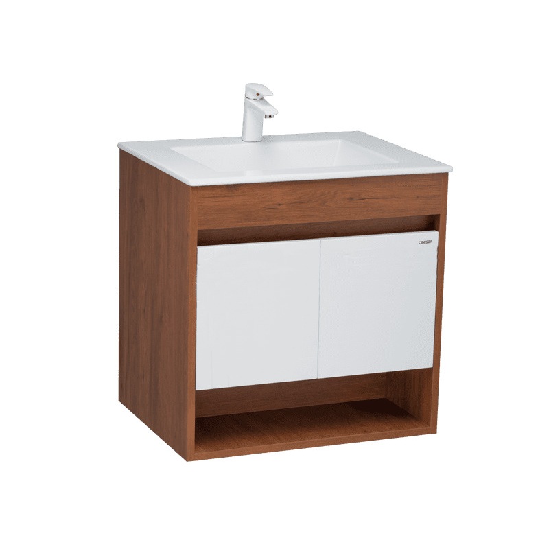 Bộ tủ chậu cabinet treo màu vân gỗ Caesar LF5030+EH05030AWV LF5030+EH05030AWV