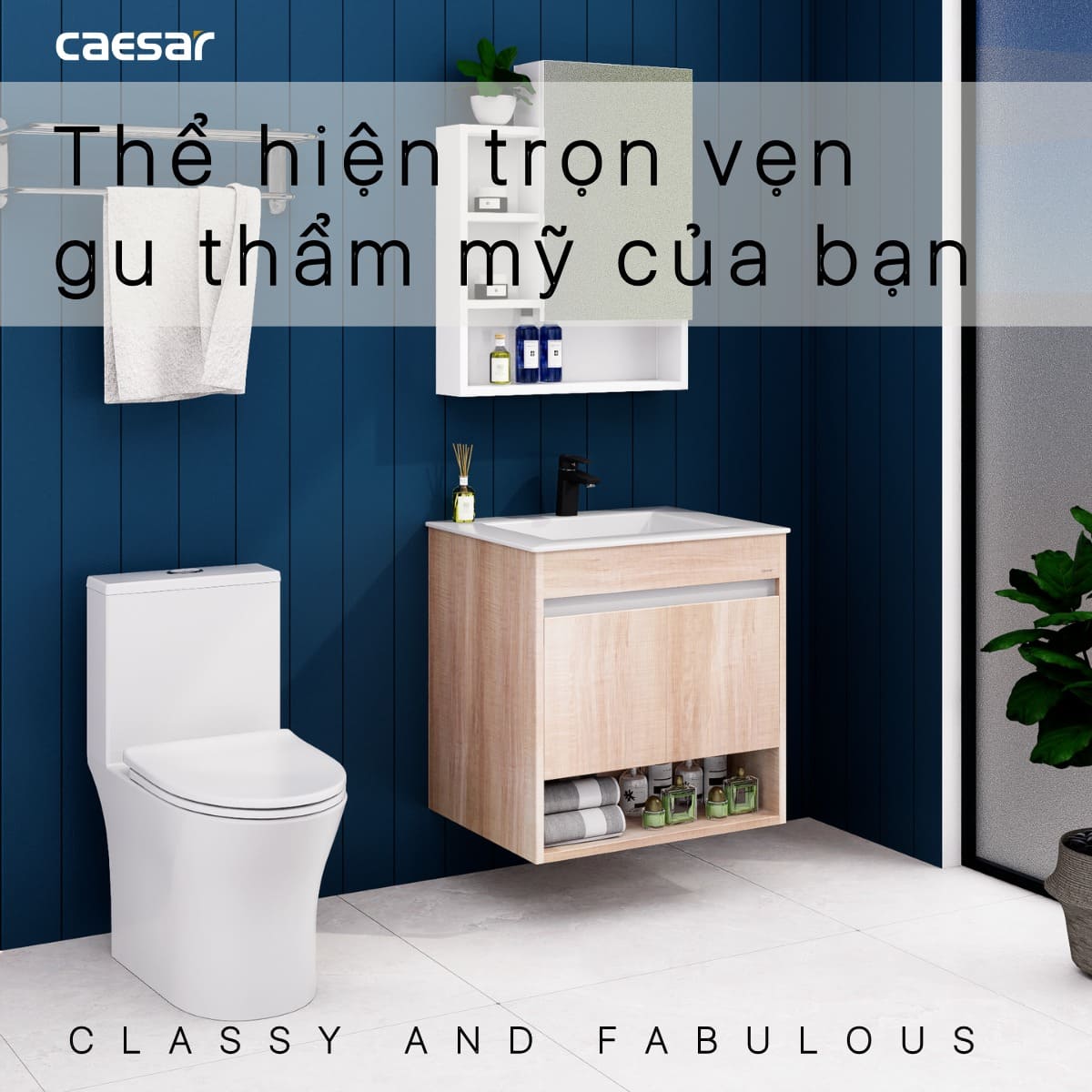 Tủ chậu cabinet treo màu vân gỗ nhạt Caesar LF5030+EH15030AW7V LF5030+EH15030AW7V - 4