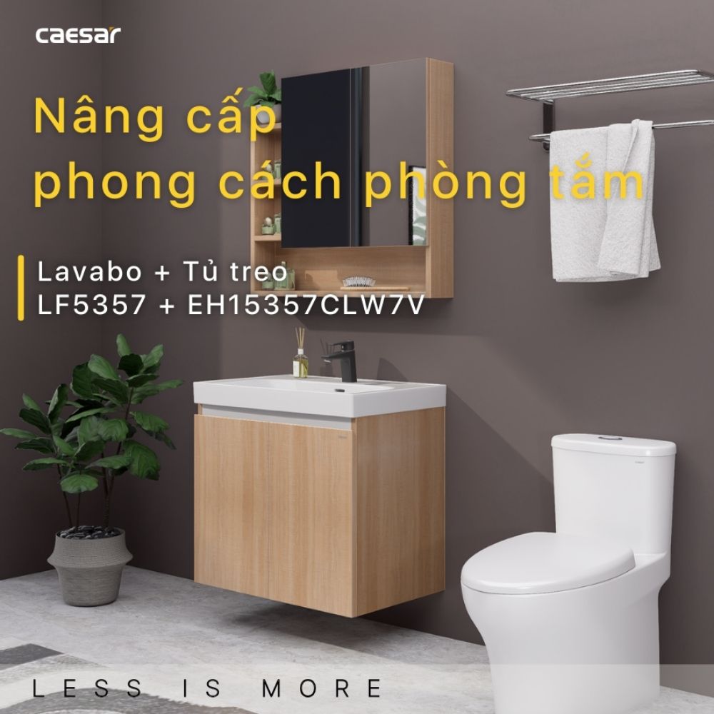 Bộ tủ chậu cabinet treo Caesar LF5357+EH15357CLW7V LF5357+EH15357CLW7V - 3