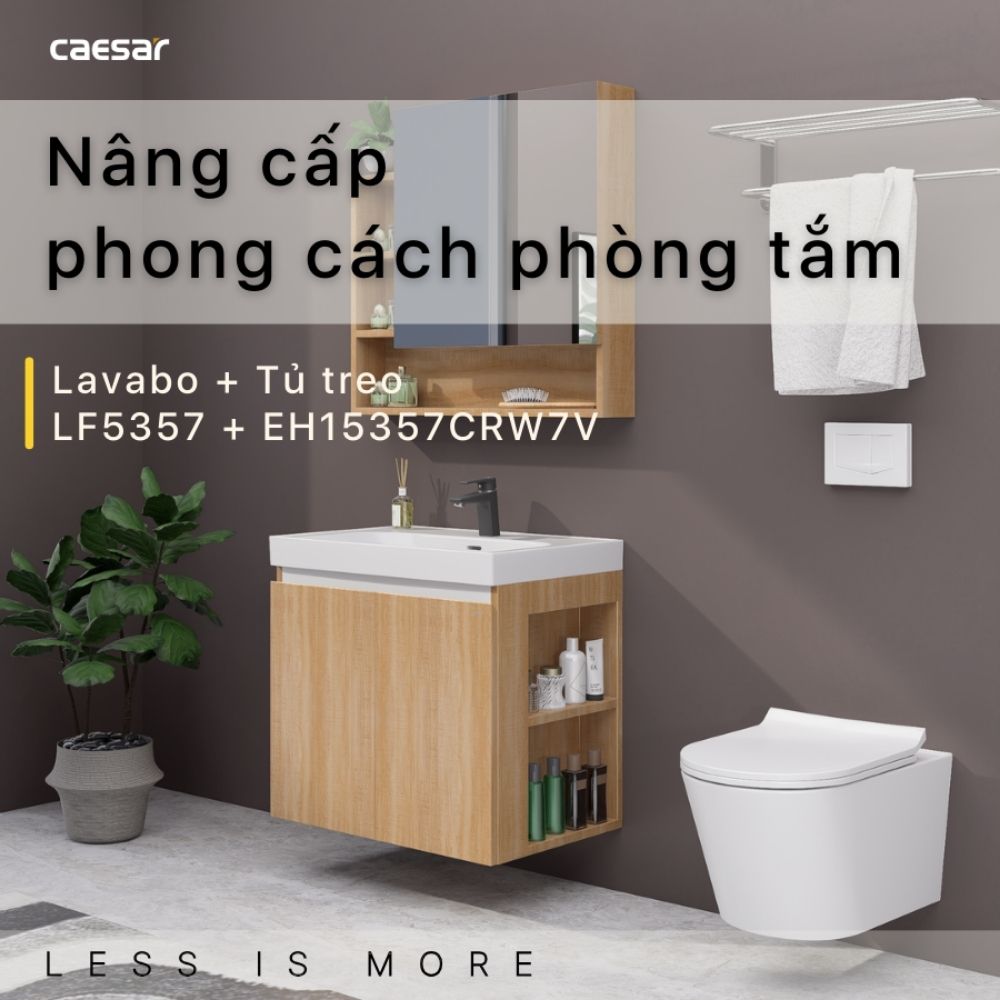 Bộ tủ chậu cabinet treo Caesar LF5357+EH15357CRW7V LF5357+EH15357CRW7V - 3