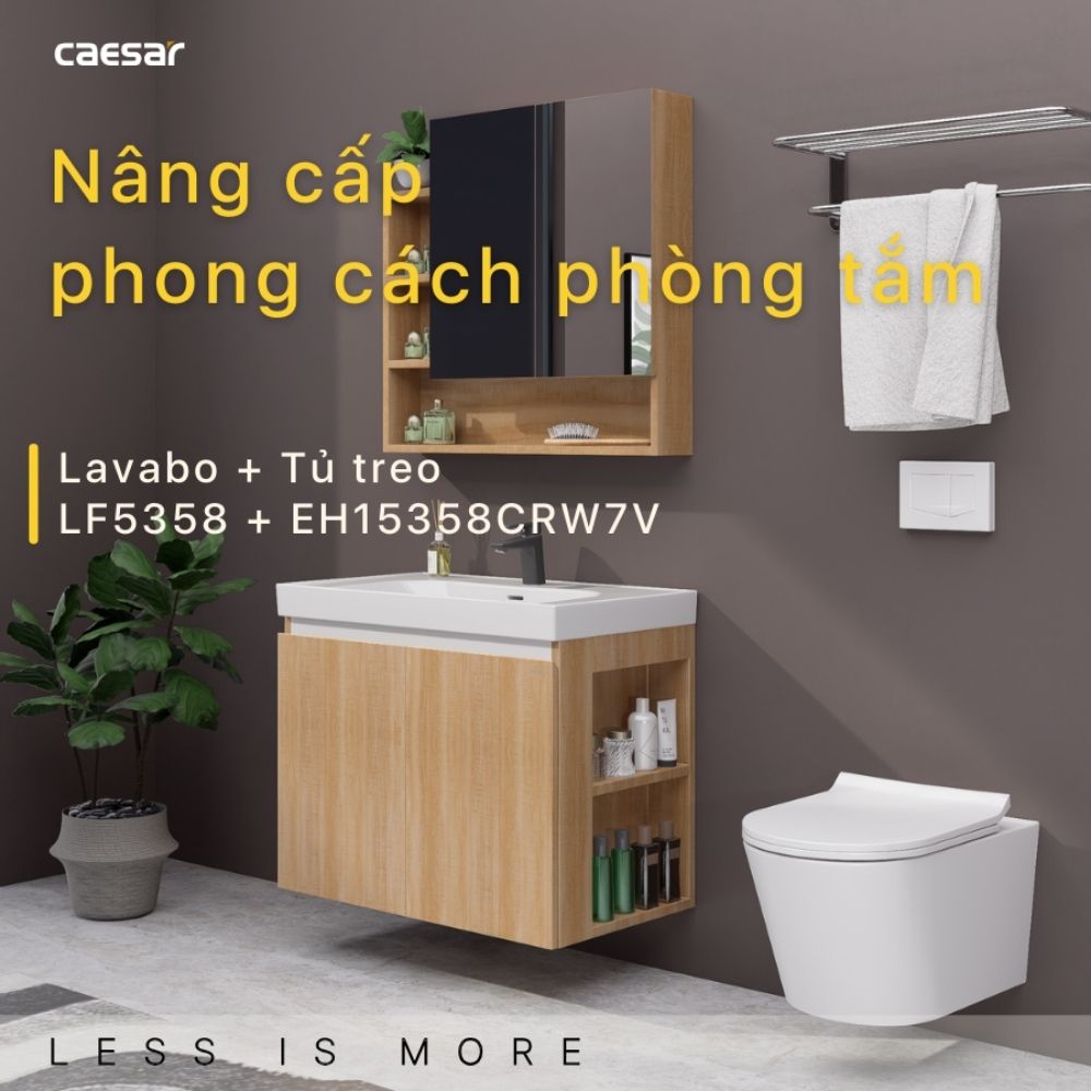 Bộ tủ chậu cabinet treo Caesar LF5358+EH15358CRW7V LF5358+EH15358CRW7V - 3