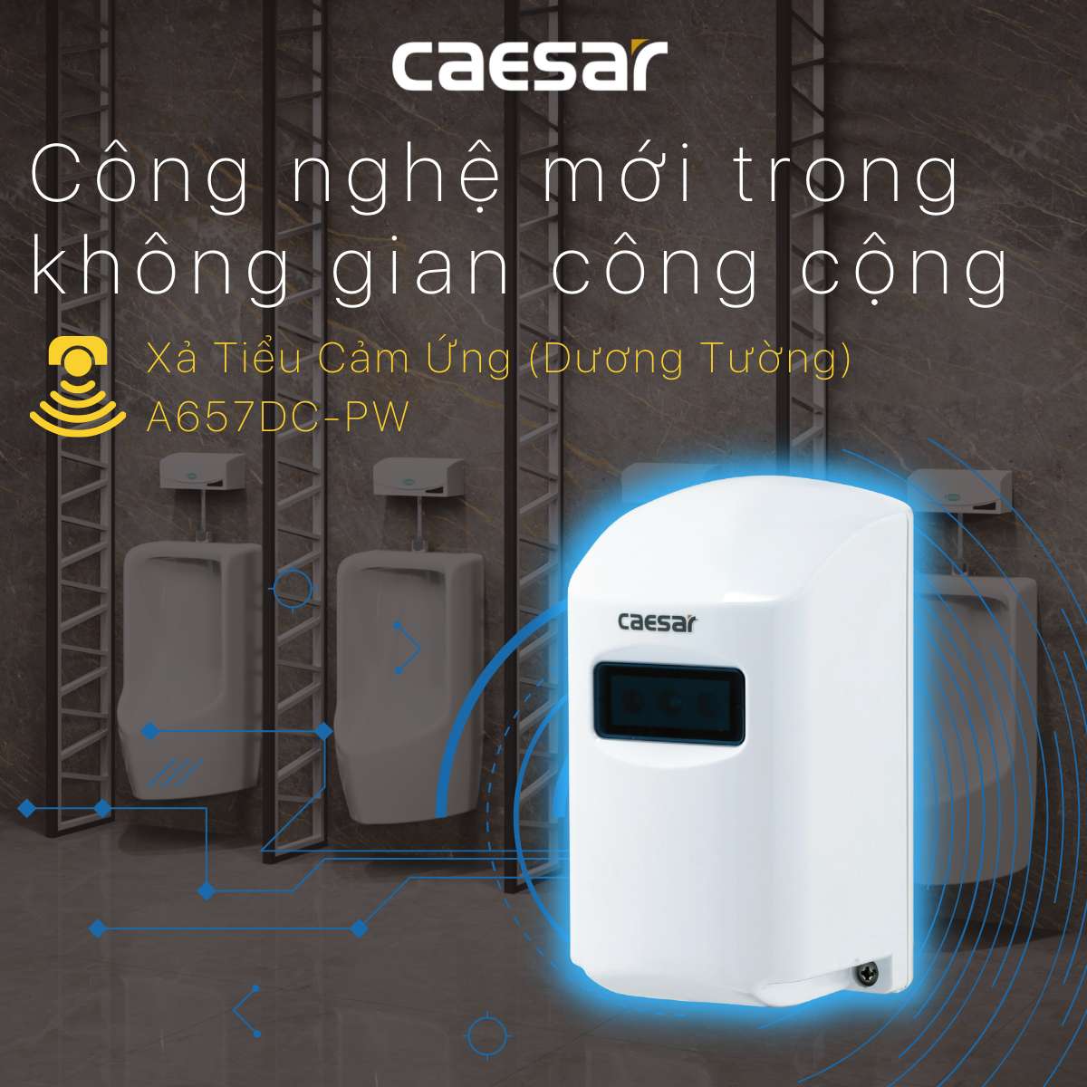 Van tiểu cảm ứng dùng pin Caesar A657DC-PW (A657DCPW) A657DC-PW - 2