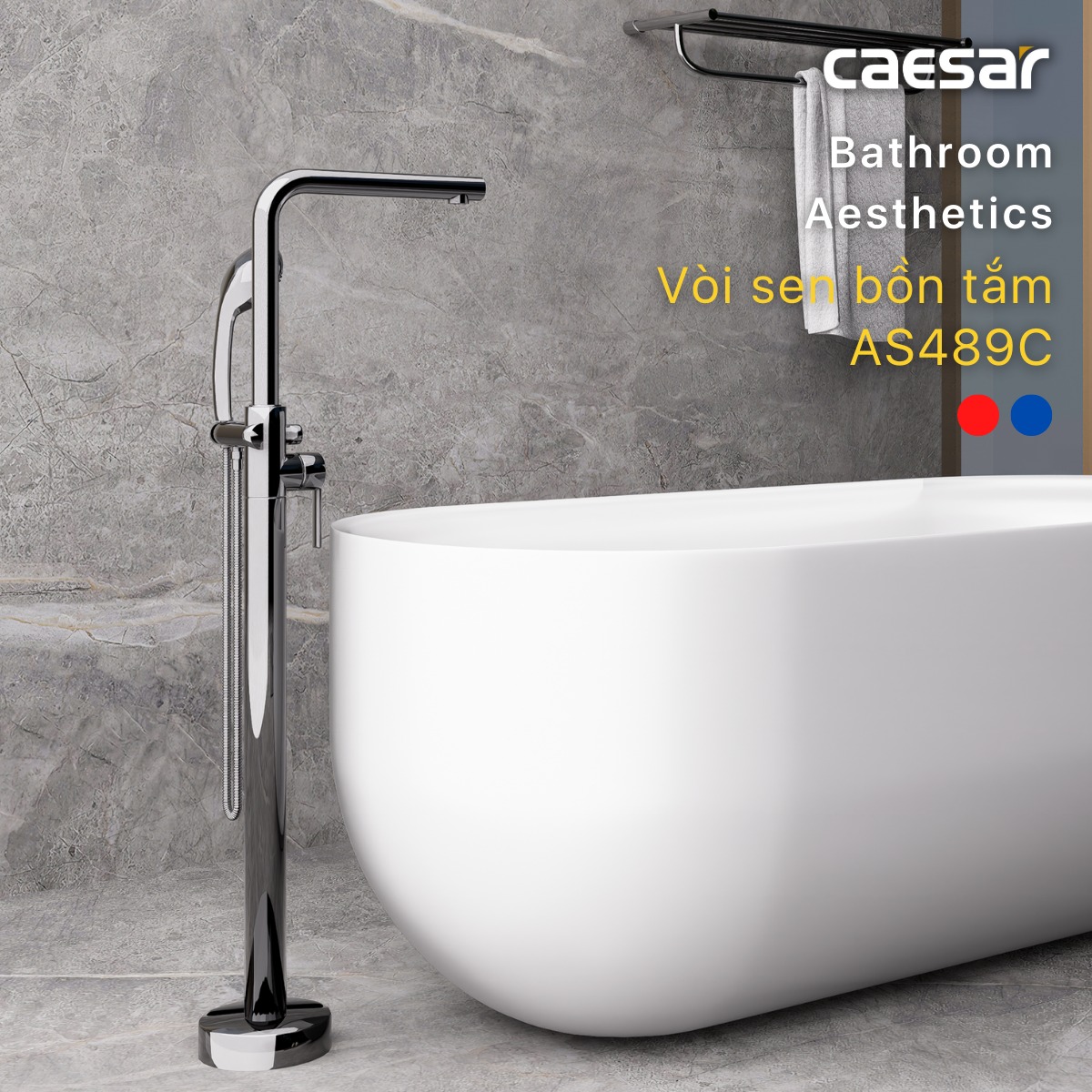 Vòi sen bồn tắm nóng lạnh Caesar AS489C - 6