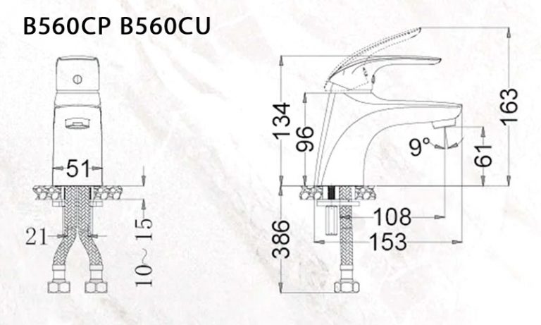 Vòi chậu lavabo nóng lạnh Caesar B560CU B560CU - 2
