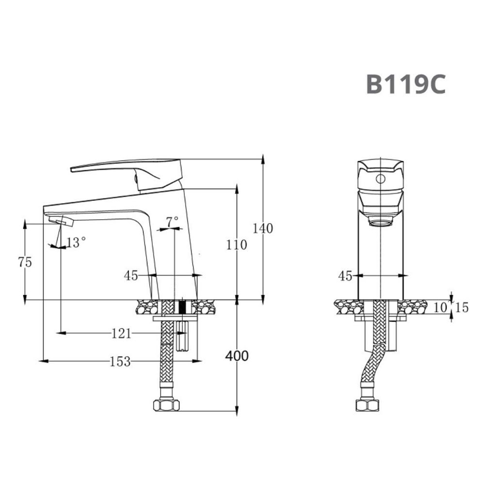 Vòi chậu lavabo lạnh Caesar B119C B119C - 2