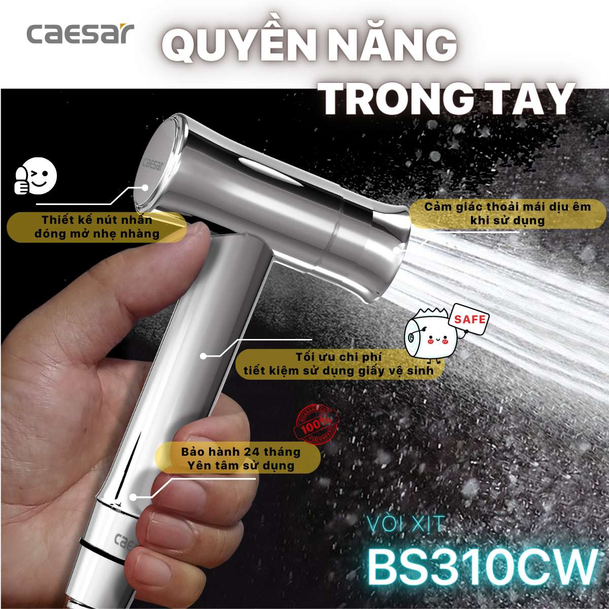 Vòi xịt vệ sinh Caesar BS310CW - 6