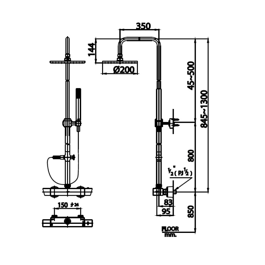 Bộ sen cây COTTO CT2085W nhiệt độ nóng lạnh bát vuông Square CT2085W - 2