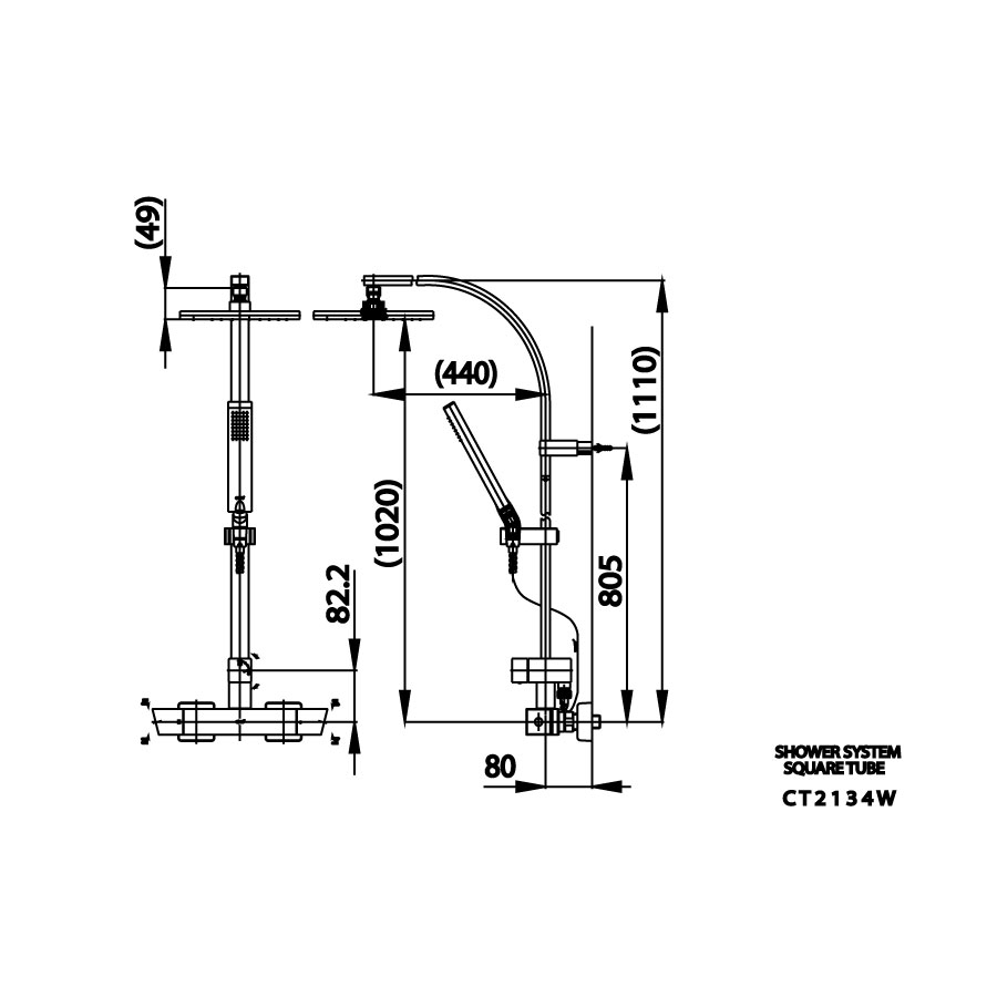 Bộ sen cây COTTO CT2134W nhiệt độ nóng lạnh bát vuông Square CT2134W - 2