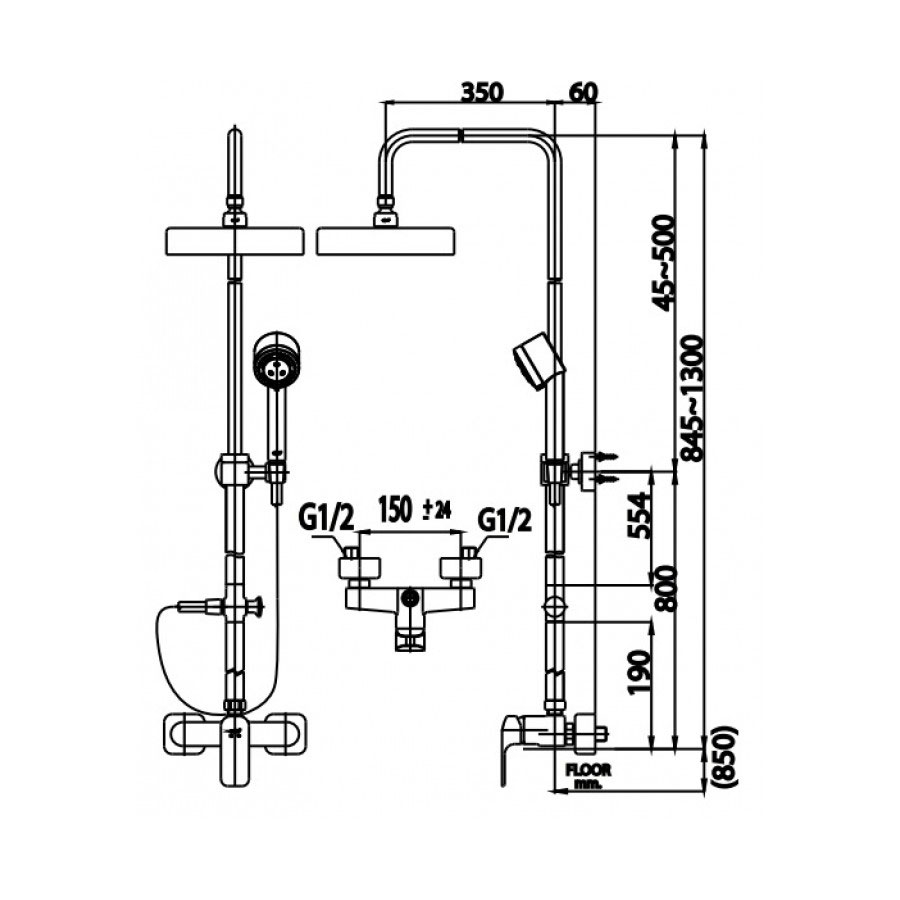Bộ sen cây COTTO CT2149WS nóng lạnh bát tròn CT2149WS - 2
