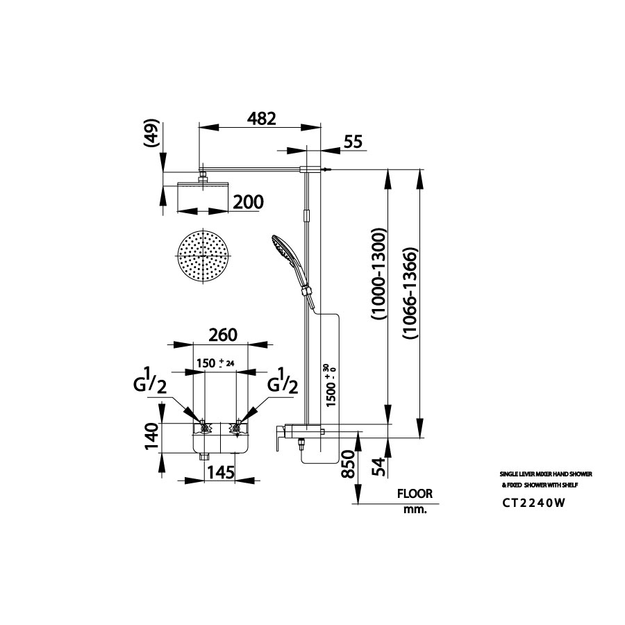 Bộ sen cây COTTO CT2240W nóng lạnh bát tròn CT2240W - 2