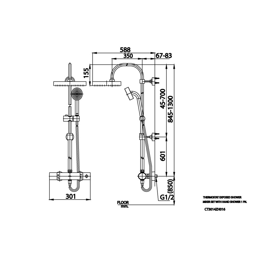 Bộ sen cây COTTO CT3014ZH016 nhiệt độ nóng lạnh bát tròn Oval CT3014ZH016 - 2