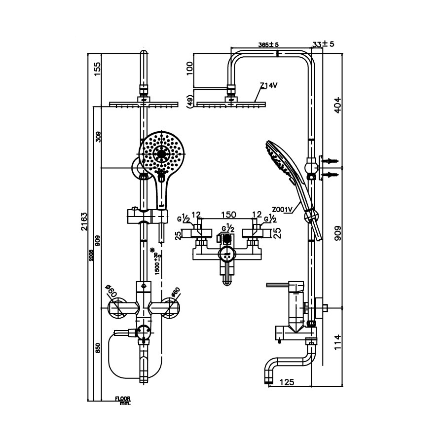 Bộ sen cây COTTO CT5101W nóng lạnh bát tròn có vòi xả xô CT5101W - 2