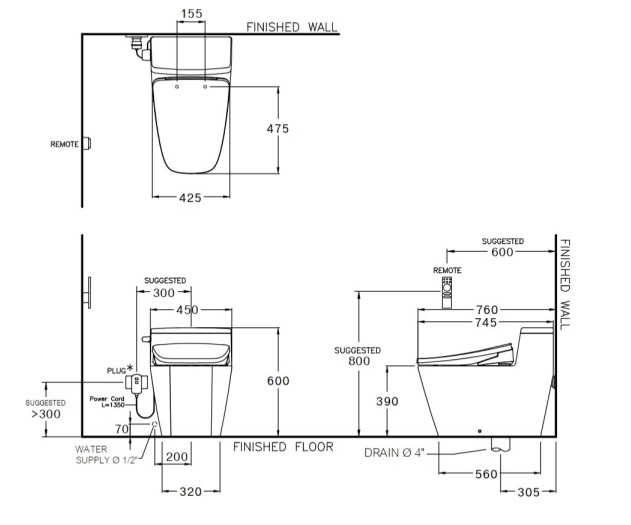 Bồn cầu 1 khối nắp điện tử COTTO C101927(CV9) Hercules Curve C101927(CV9) - 4