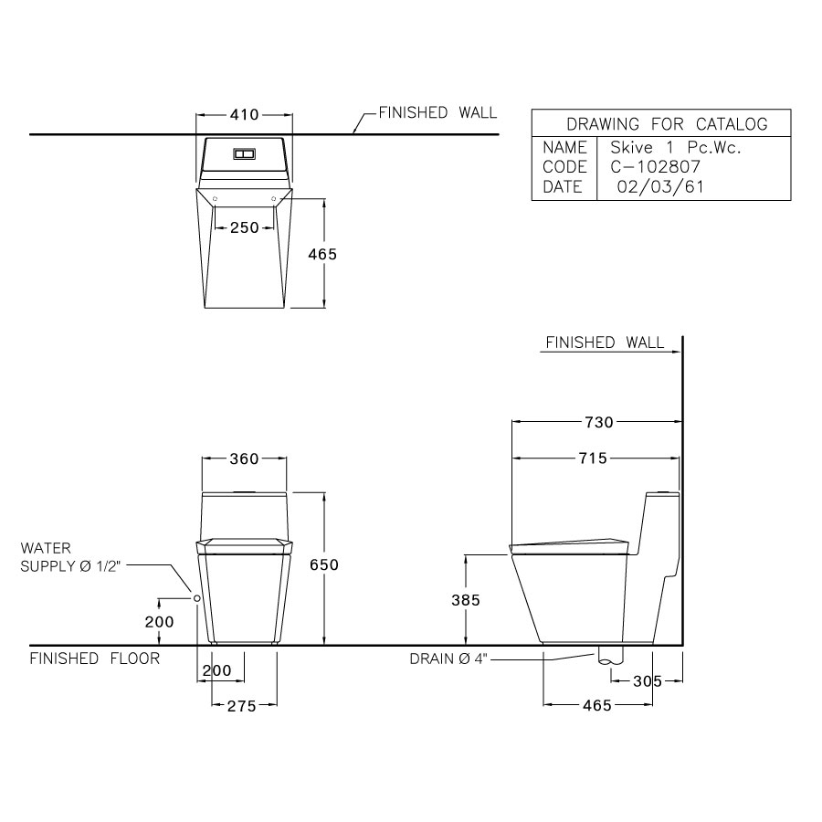 Bồn cầu 1 khối COTTO C102807 nắp êm dòng Skive C102807 - 2