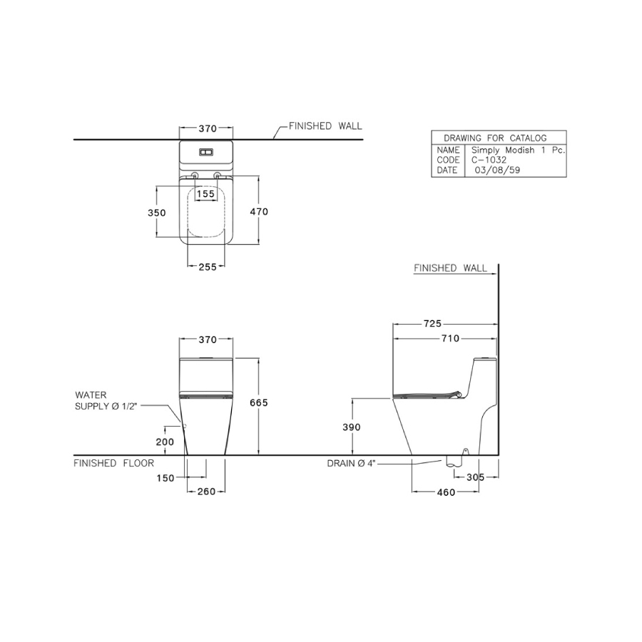 Bồn cầu 1 khối COTTO C1032MBK nắp êm dòng Simply Modish C1032MBK - 2