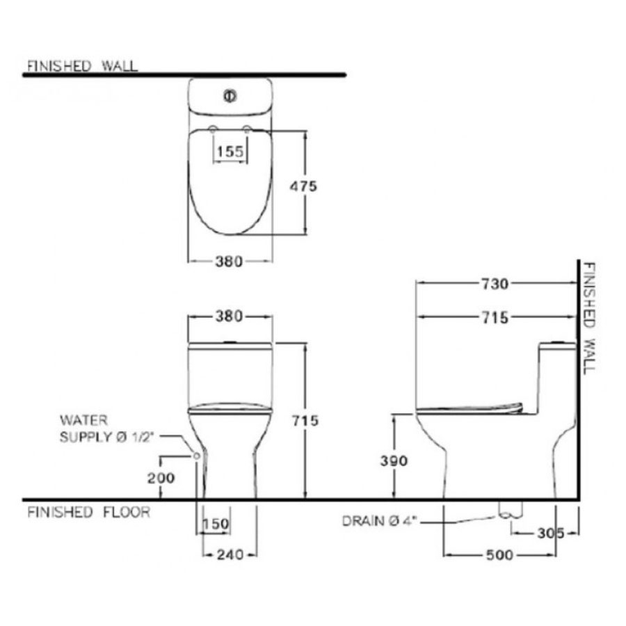 Bồn cầu 1 khối COTTO C105507 nắp êm dòng Mood C105507 - 2
