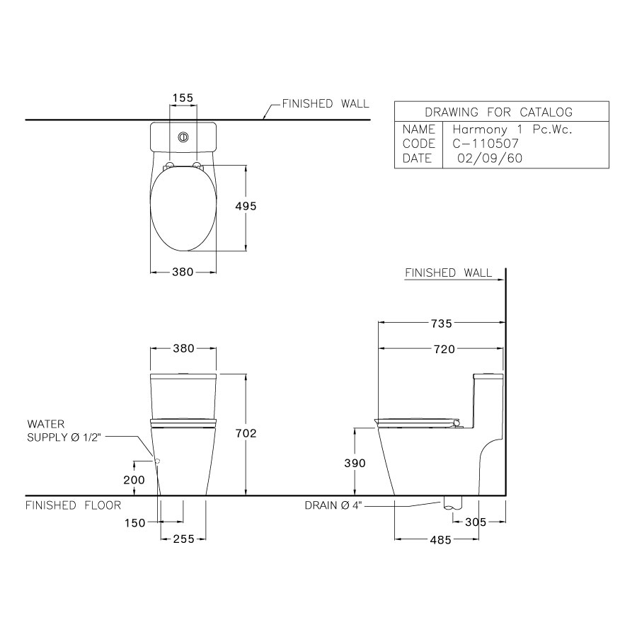 Bồn cầu 1 khối COTTO C110507 nắp êm dòng Harmony C110507 - 2