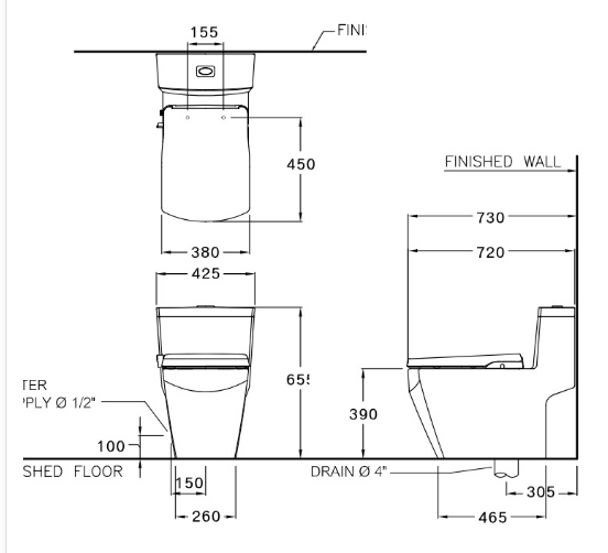 Bồn cầu 1 khối COTTO C107127 nắp êm dòng Grand Tetragon C107127 - 3