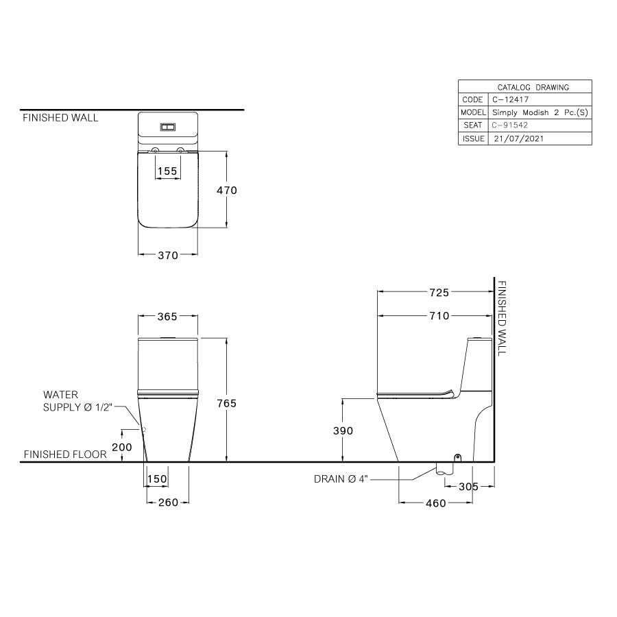 Bồn cầu 2 khối COTTO C12417 nắp êm dòng Simply Modish C12417 - 2