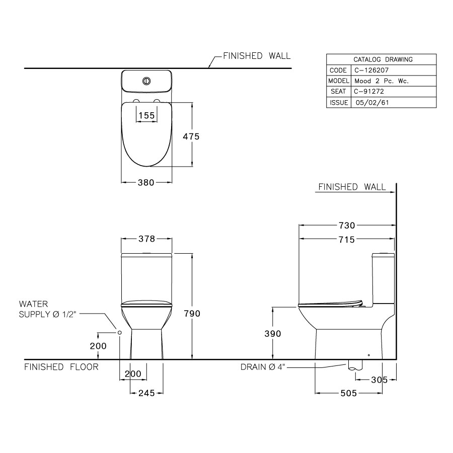 Bồn cầu 2 khối COTTO C126207 nắp êm dòng Mood C126207 - 2