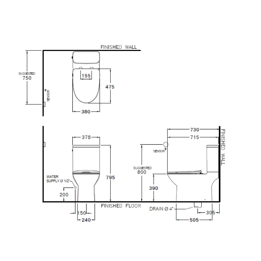 Bồn cầu 2 khối COTTO C126227 nắp êm dòng Mood C126227 - 2
