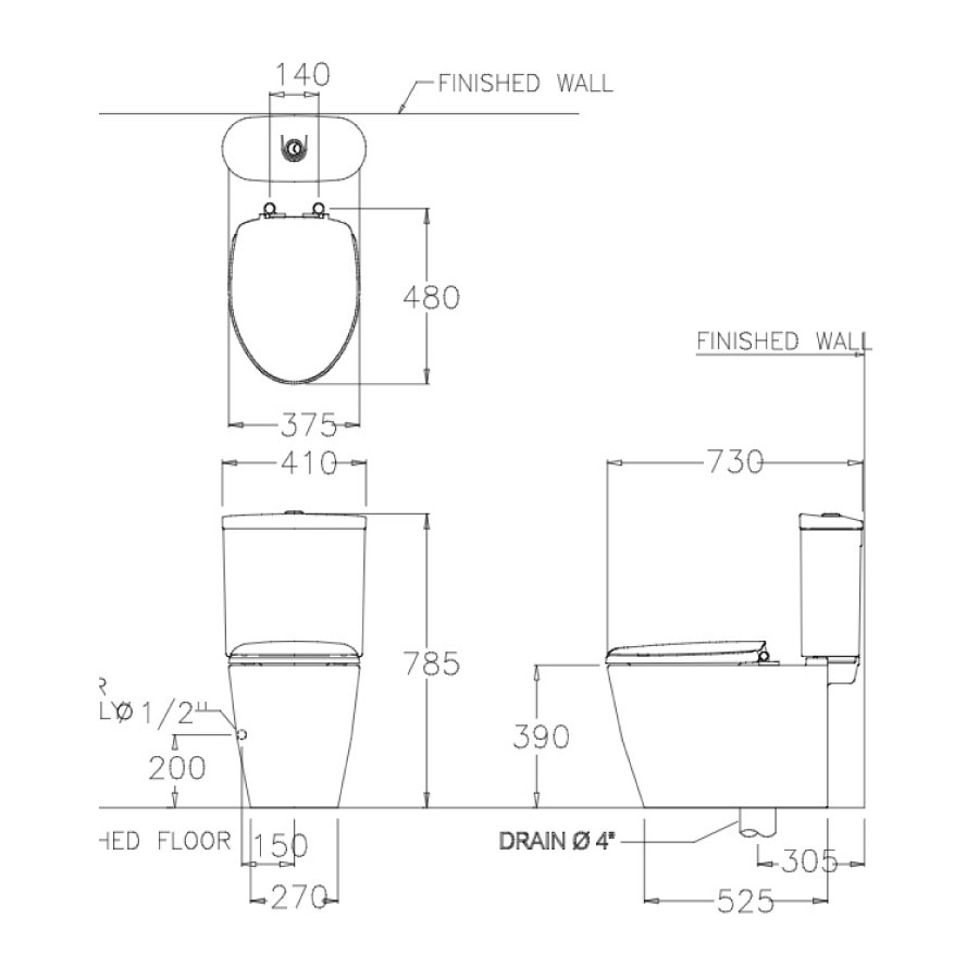 Bồn cầu 2 khối COTTO C16817 nắp êm dòng 3x3-E1 C16817 - 2