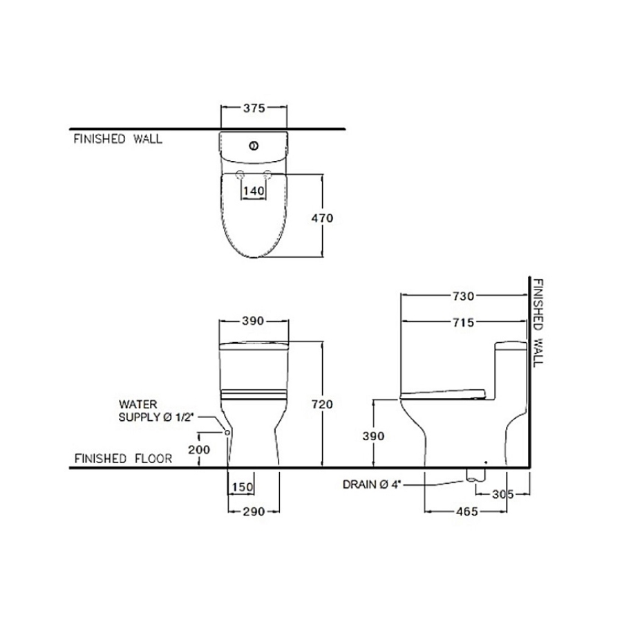 Bồn cầu 1 khối nắp rửa cơ COTTO C105337(CN5) Most C105337(CN5) - 2