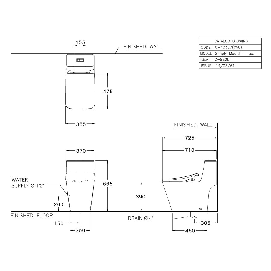 Bồn cầu 1 khối nắp điện tử COTTO C10327(CV8) Simply Modish C10327(CV8) - 2
