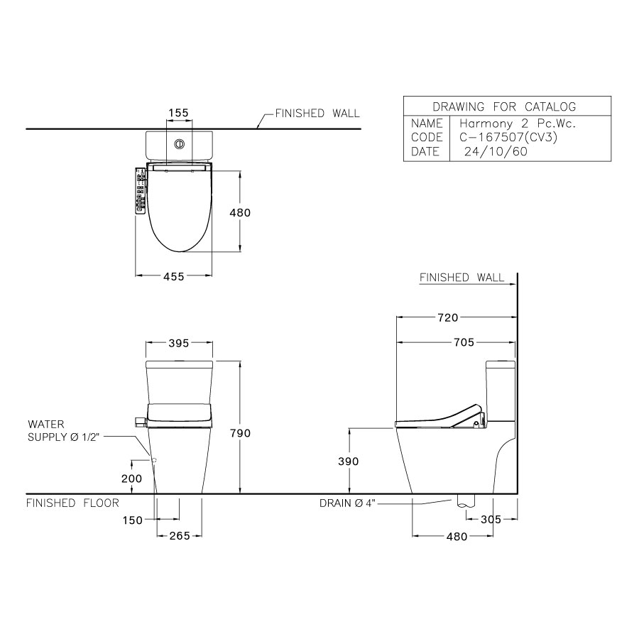 Bồn cầu 1 khối nắp điện tử COTTO C110507(CV3) Harmony C110507(CV3) - 2