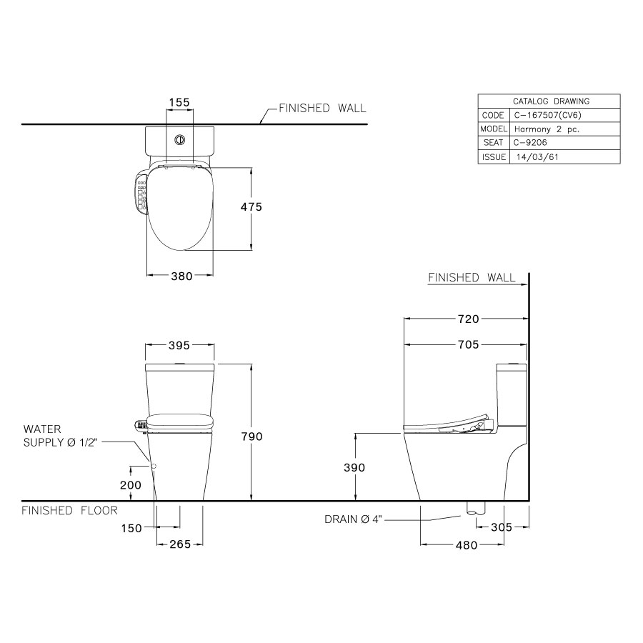 Bồn cầu 1 khối nắp điện tử COTTO C110507(CV6) Harmony C110507(CV6) - 2