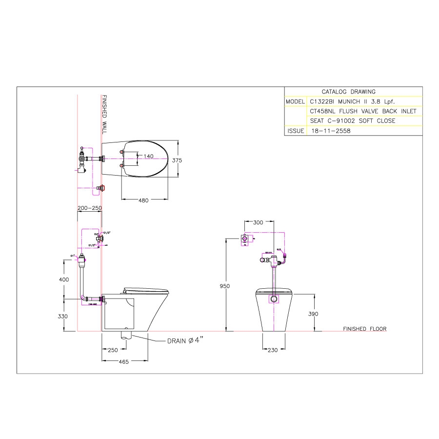 Bồn cầu đặt sàn COTTO C1322BI nắp êm dòng Munich II C1322BI - 2