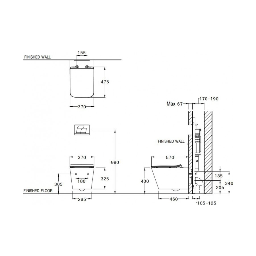 Bồn cầu treo tường COTTO SC197627(F) nắp êm dòng Simply Modish SC197627(F) - 2
