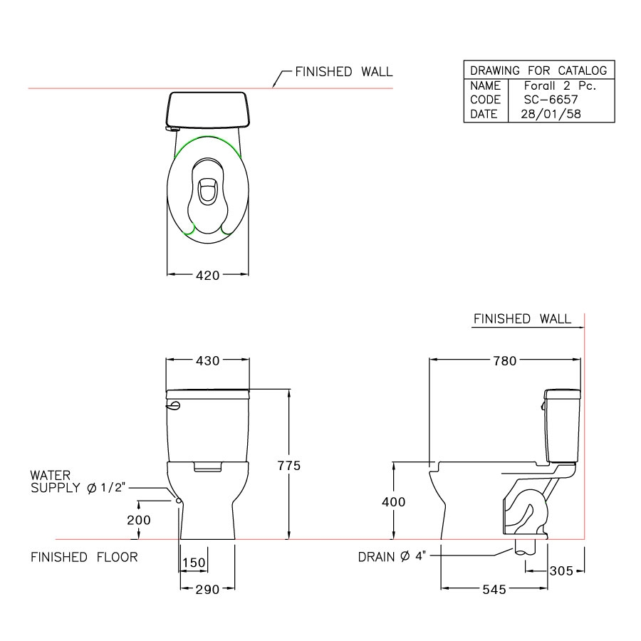 Bồn cầu 2 khối COTTO SC6657WH nắp êm dòng Forall SC6657WH - 2