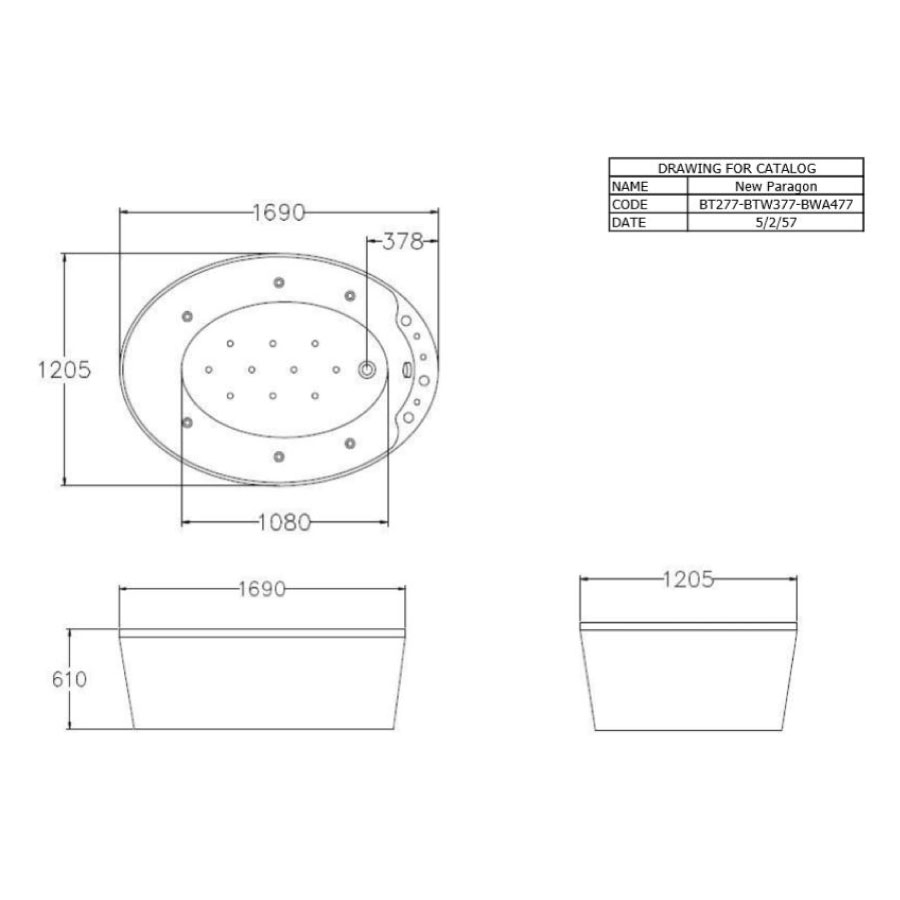 Bồn tắm COTTO BWA477PP đặt sàn massage - 2