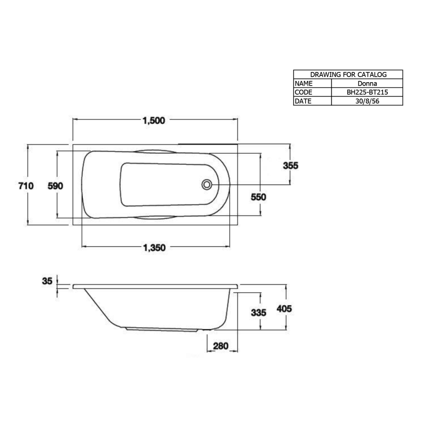 Bồn tắm COTTO BH225PP(H)WH xây bệ có tay vịn - 3