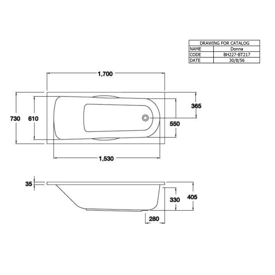 Bồn tắm COTTO BH227PP(H) xây bệ có tay vịn - 2