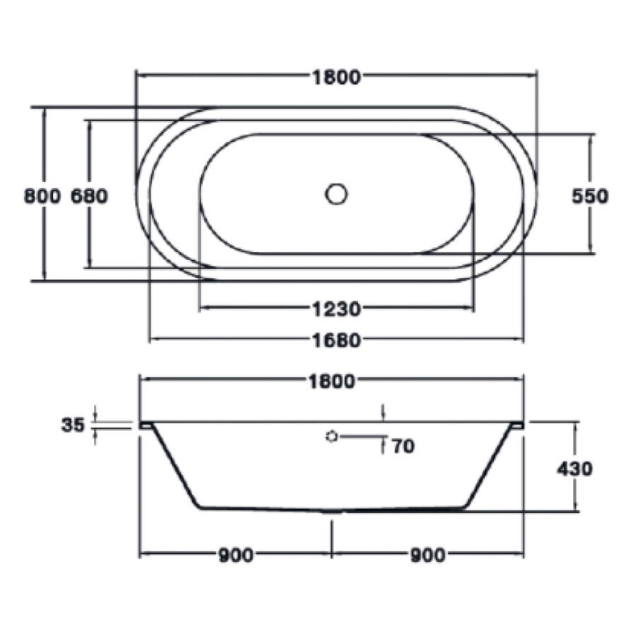 Bồn tắm COTTO BT239ELWH xây bệ không tay vịn - 2