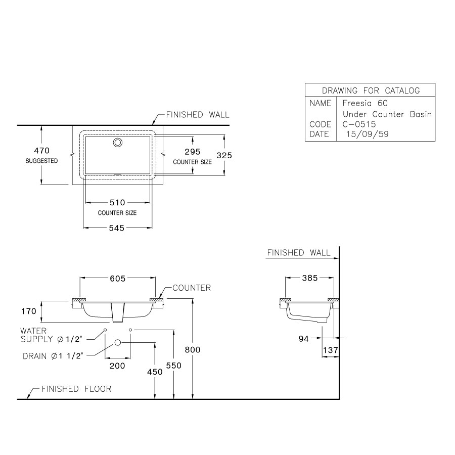 Chậu rửa mặt lavabo âm bàn COTTO C05157 C05157 - 2