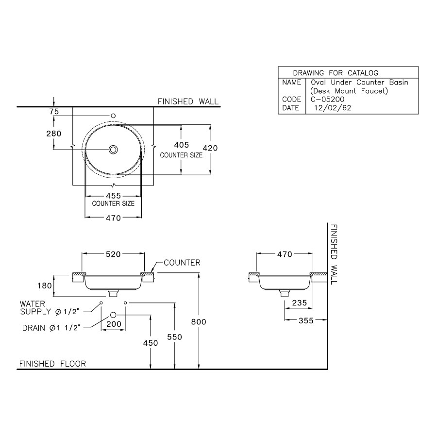 Chậu rửa mặt lavabo âm bàn COTTO C05200 C05200 - 2