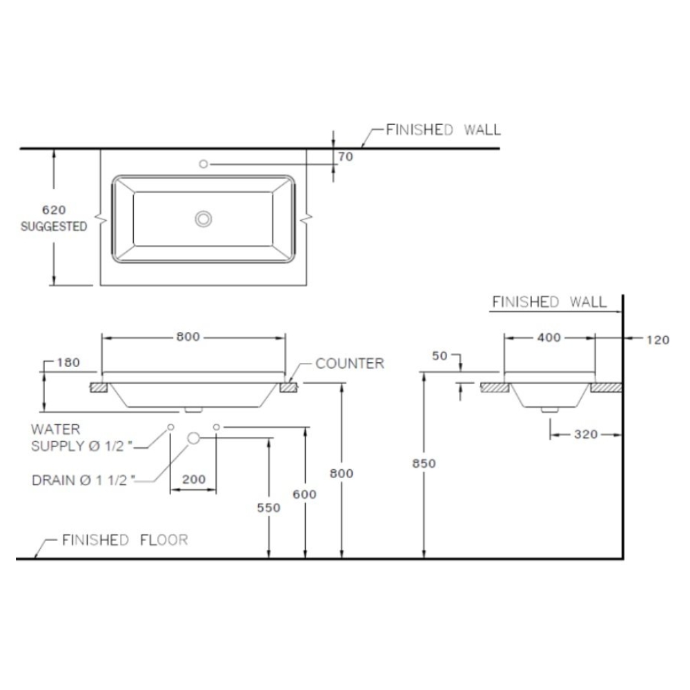 Chậu rửa lavabo đặt bàn COTTO C001027 Simply Modish C001027 - 2