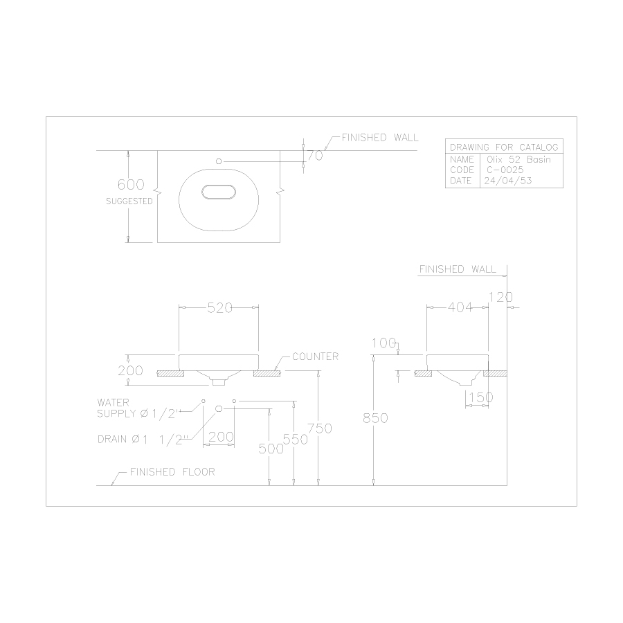 Chậu rửa lavabo đặt bàn COTTO C00257 Olix C00257 - 2