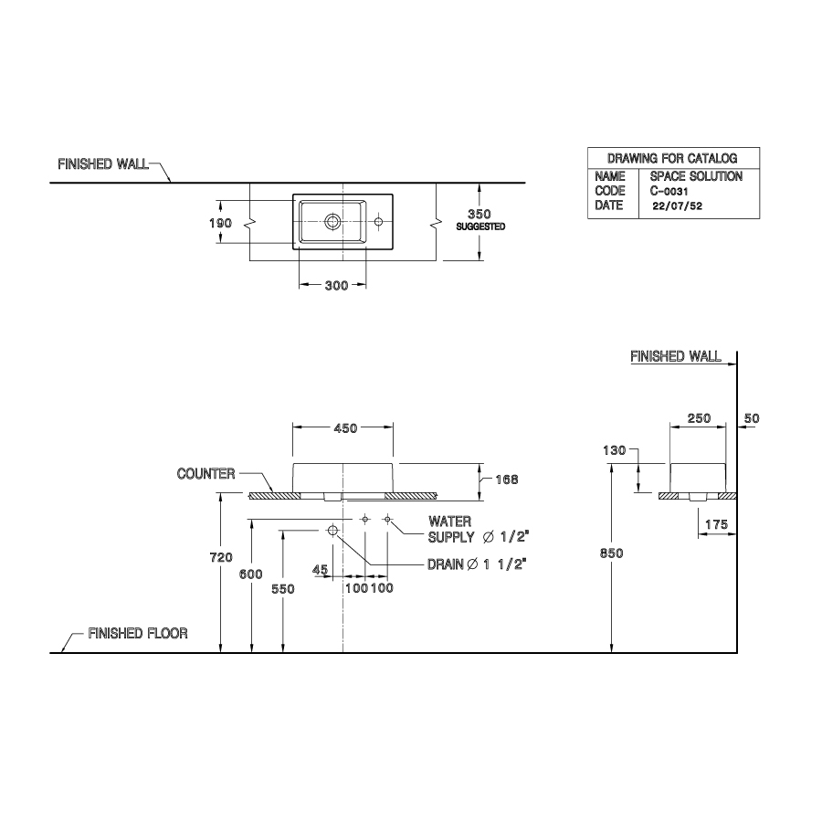 Chậu rửa lavabo đặt bàn COTTO C0031 Space Top C0031 - 2
